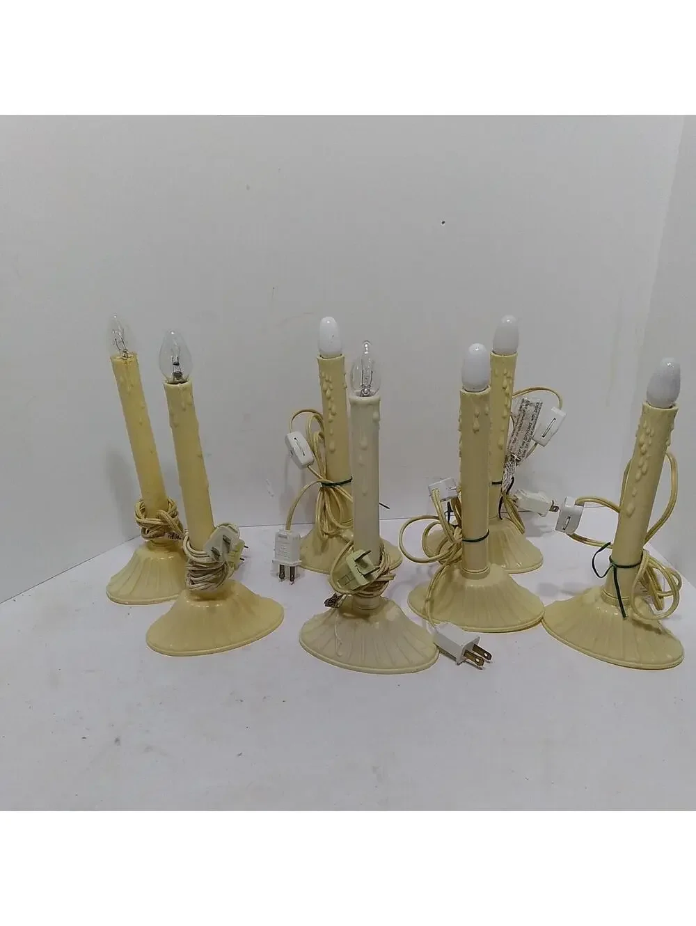 Vintage Christmas Window Single Plastic Wax Drip Candle Candolier Lot Of 7